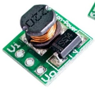 写真2: DC-DC昇圧基板。電池2本からESP32用の3.3Vを作ります。