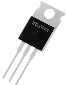 写真3: おもちゃのモーターを制御するNch MOSFET（IRLZ44N）。