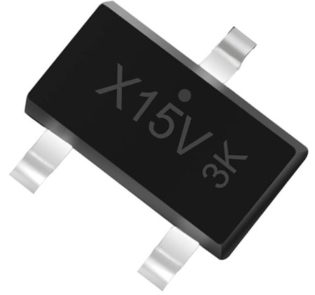 写真4: 逆接防止に使うPch MOSFET（AO3401）。とても小さいため、ミニ基板に載せて使います。